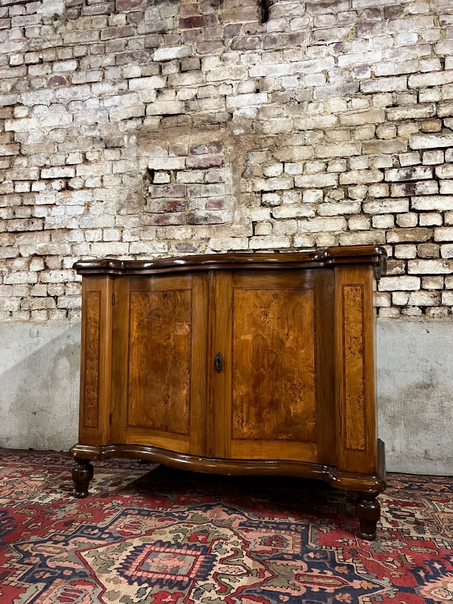 Curved Dutch Buffet In Veneer Wood XIX Eme Century