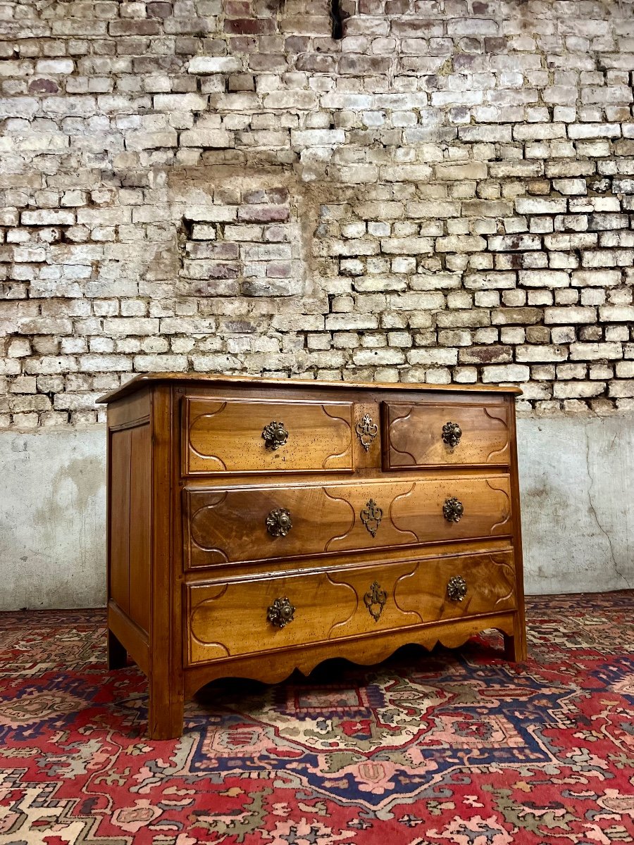 Commode Parisienne En Noyer D’époque Louis XV Estampillé G. Lemelle Jme XVIII Eme Siècle -photo-2