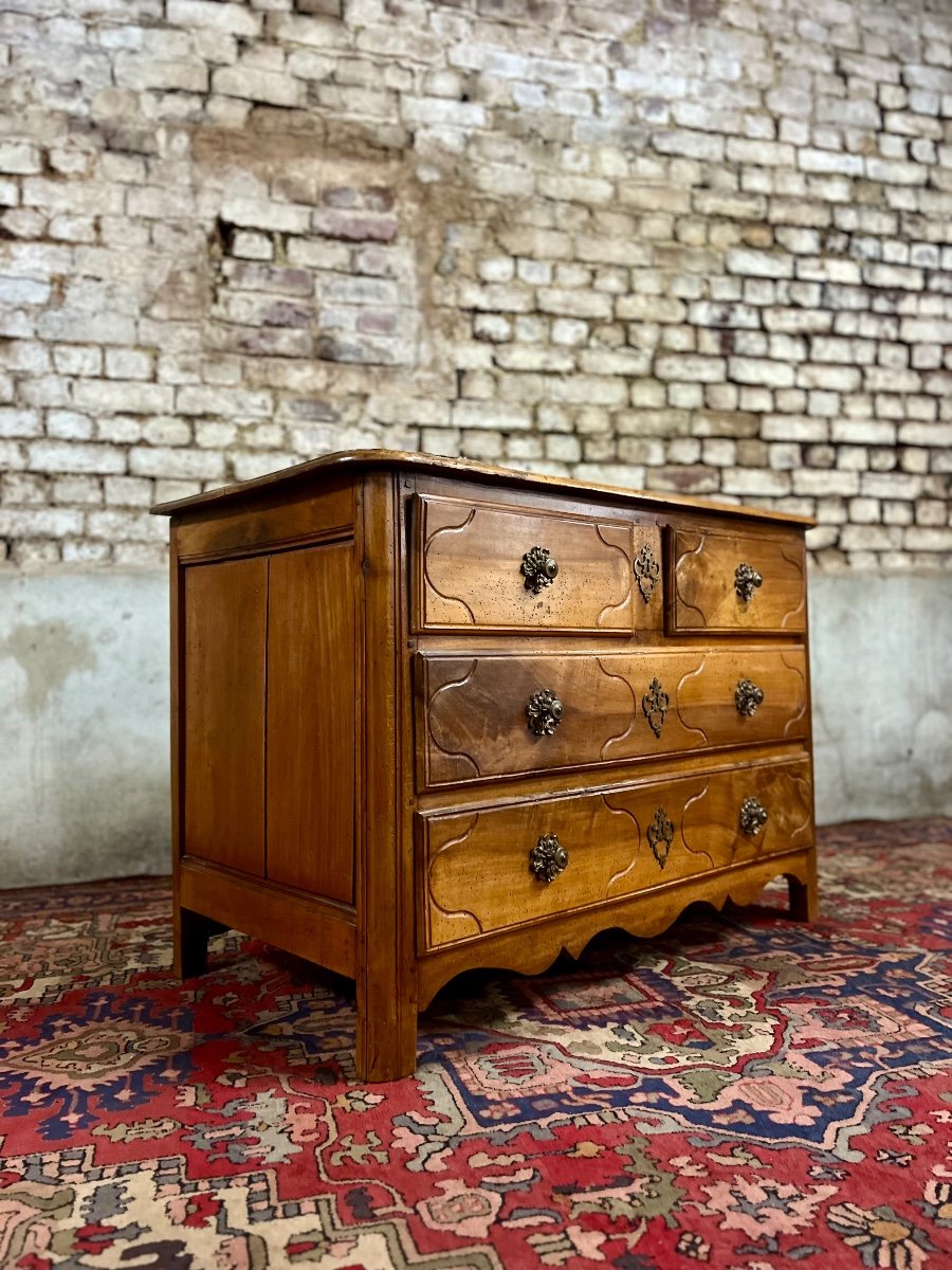 Commode Parisienne En Noyer D’époque Louis XV Estampillé G. Lemelle Jme XVIII Eme Siècle -photo-3