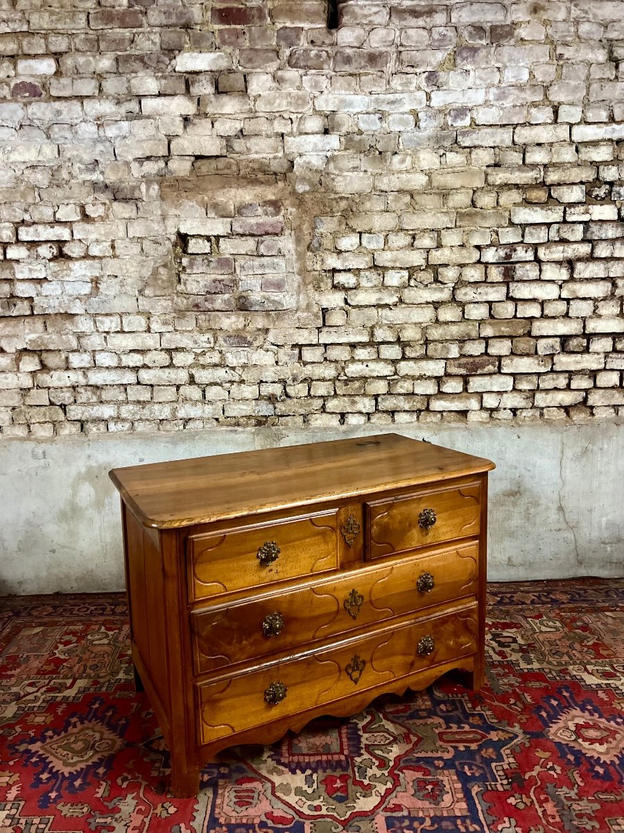 Commode Parisienne En Noyer D’époque Louis XV Estampillé G. Lemelle Jme XVIII Eme Siècle -photo-4