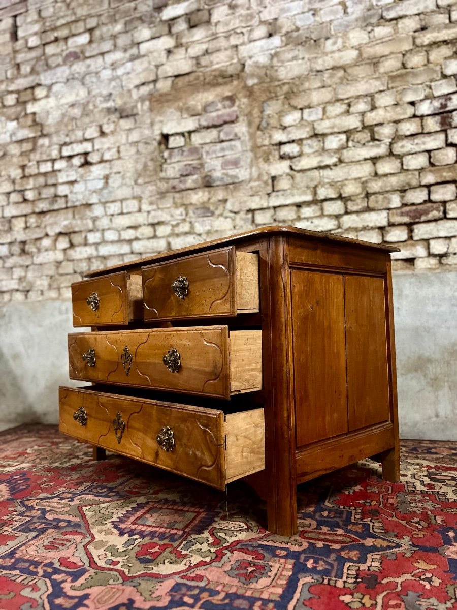 Commode Parisienne En Noyer D’époque Louis XV Estampillé G. Lemelle Jme XVIII Eme Siècle -photo-5