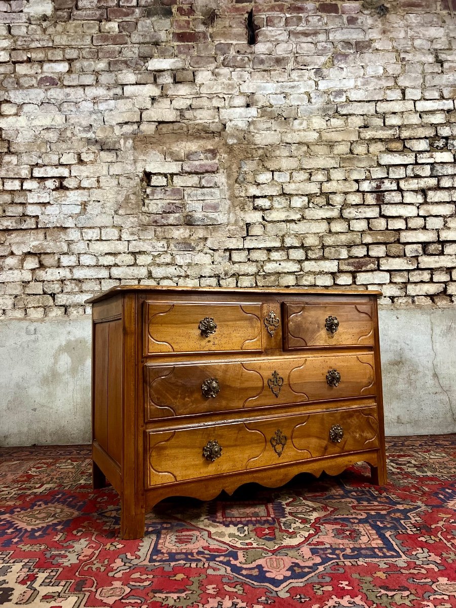 Commode Parisienne En Noyer D’époque Louis XV Estampillé G. Lemelle Jme XVIII Eme Siècle -photo-7