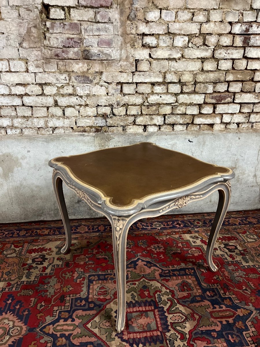 Game Table In Gray Lacquered Wood With White Filling Stamped Gouffé-photo-3