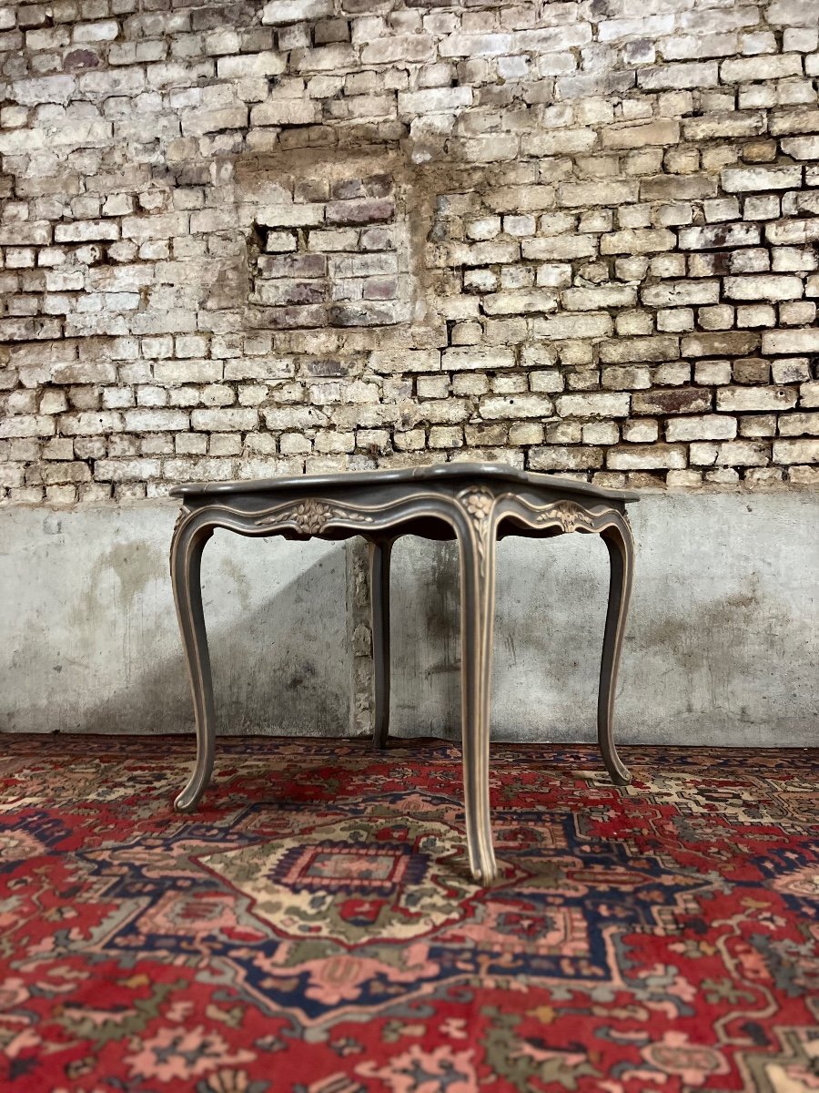 Game Table In Gray Lacquered Wood With White Filling Stamped Gouffé-photo-1