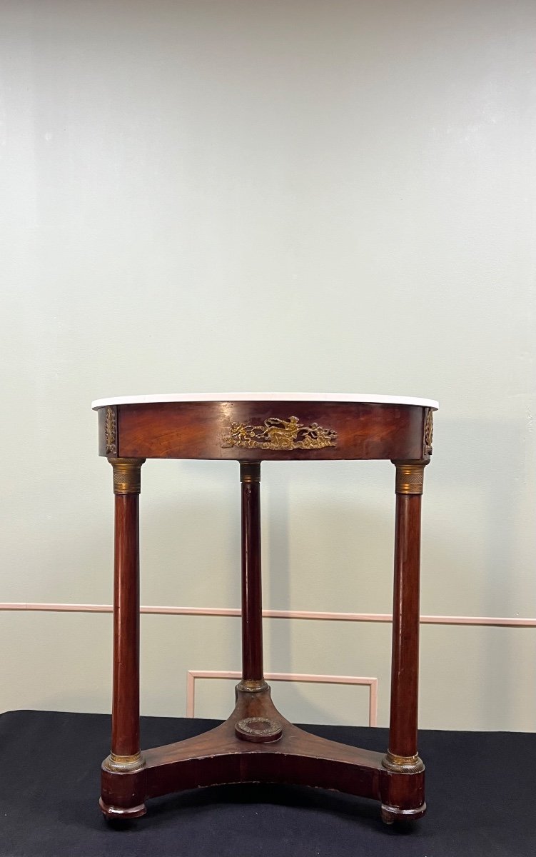 Mahogany Pedestal Table, Empire Period, 19th Century -photo-3