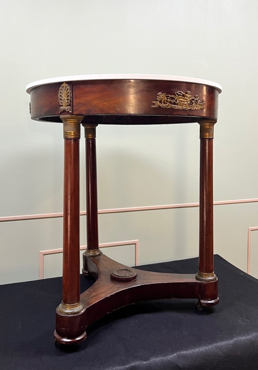 Mahogany Pedestal Table, Empire Period, 19th Century -photo-1