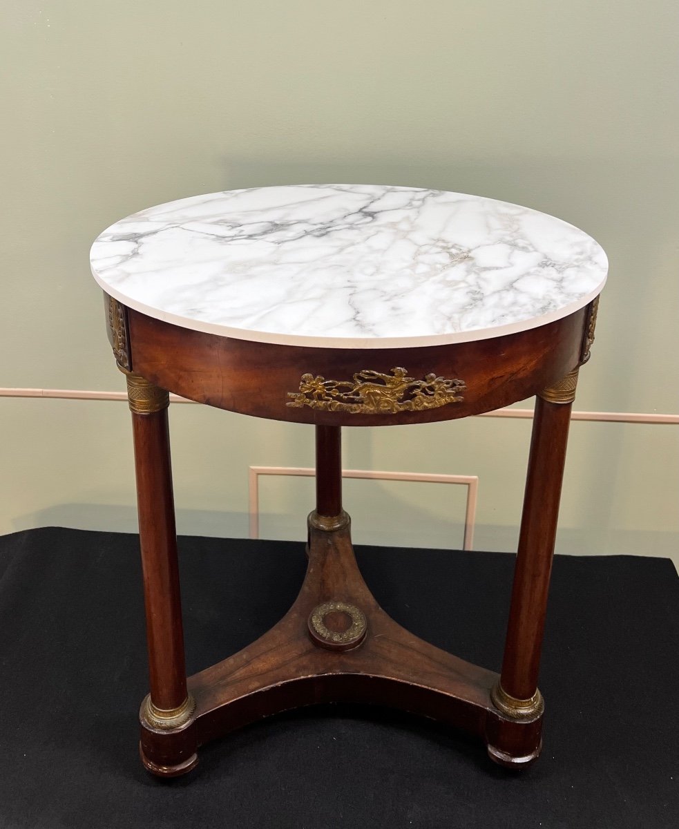 Mahogany Pedestal Table, Empire Period, 19th Century -photo-3