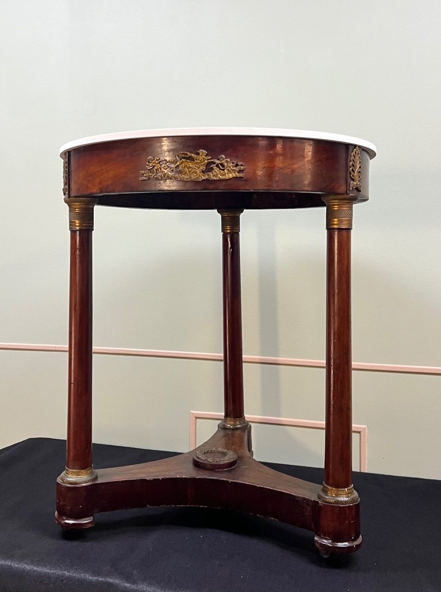 Mahogany Pedestal Table, Empire Period, 19th Century -photo-4