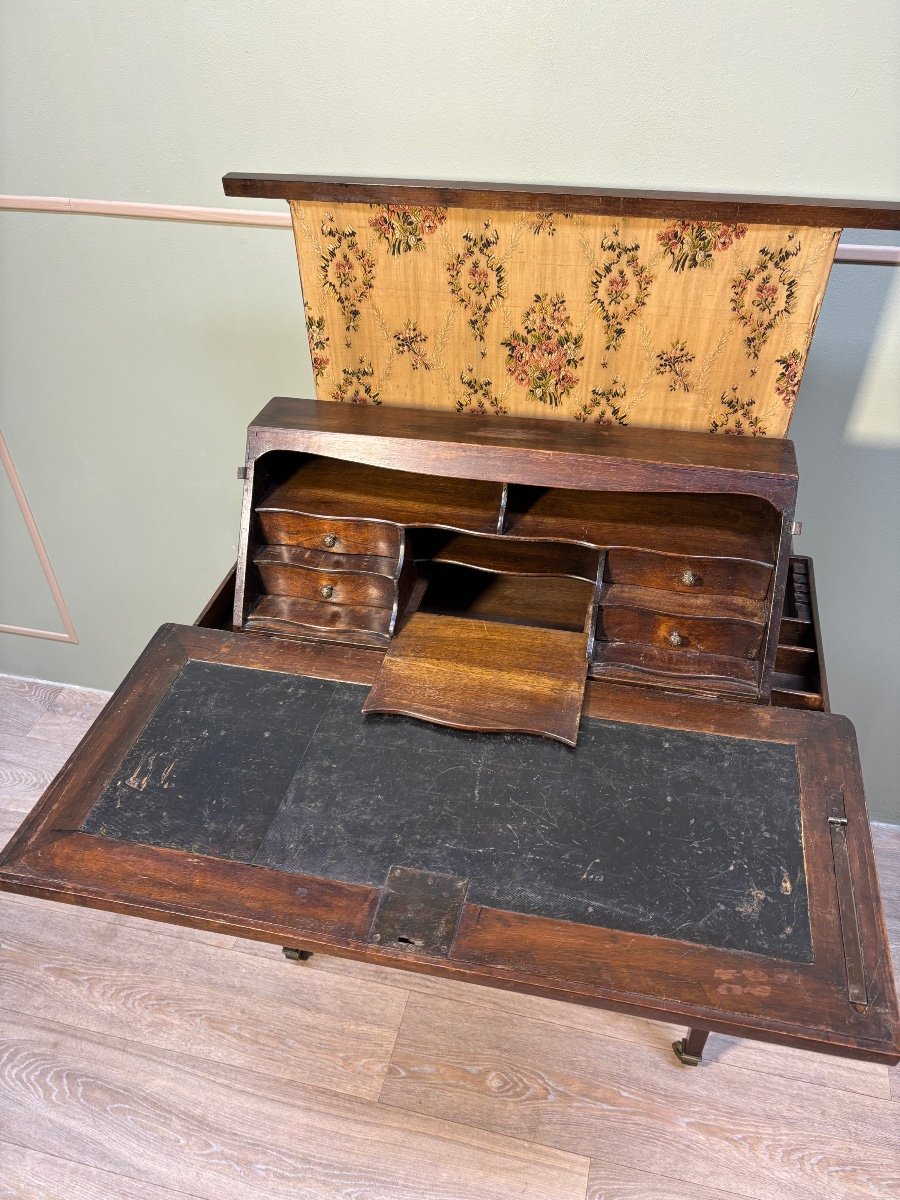 Bureau En Capucin à Mécanisme En Bois Naturel De Style Louis XVI Début Du XIX Eme Siècle -photo-1