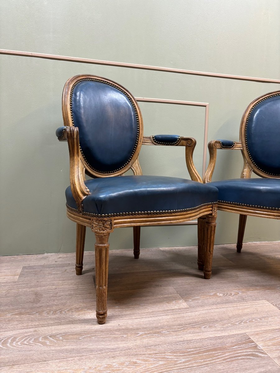 Pair Of Armchairs In Natural Wood From The Transition Period 18th Century Attributed To G. Jacob-photo-2