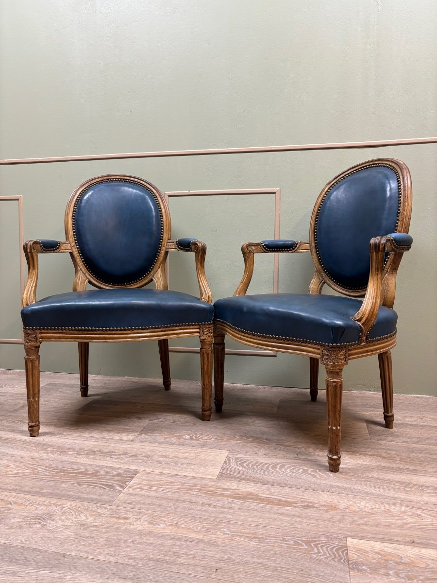 Pair Of Armchairs In Natural Wood From The Transition Period 18th Century Attributed To G. Jacob-photo-3