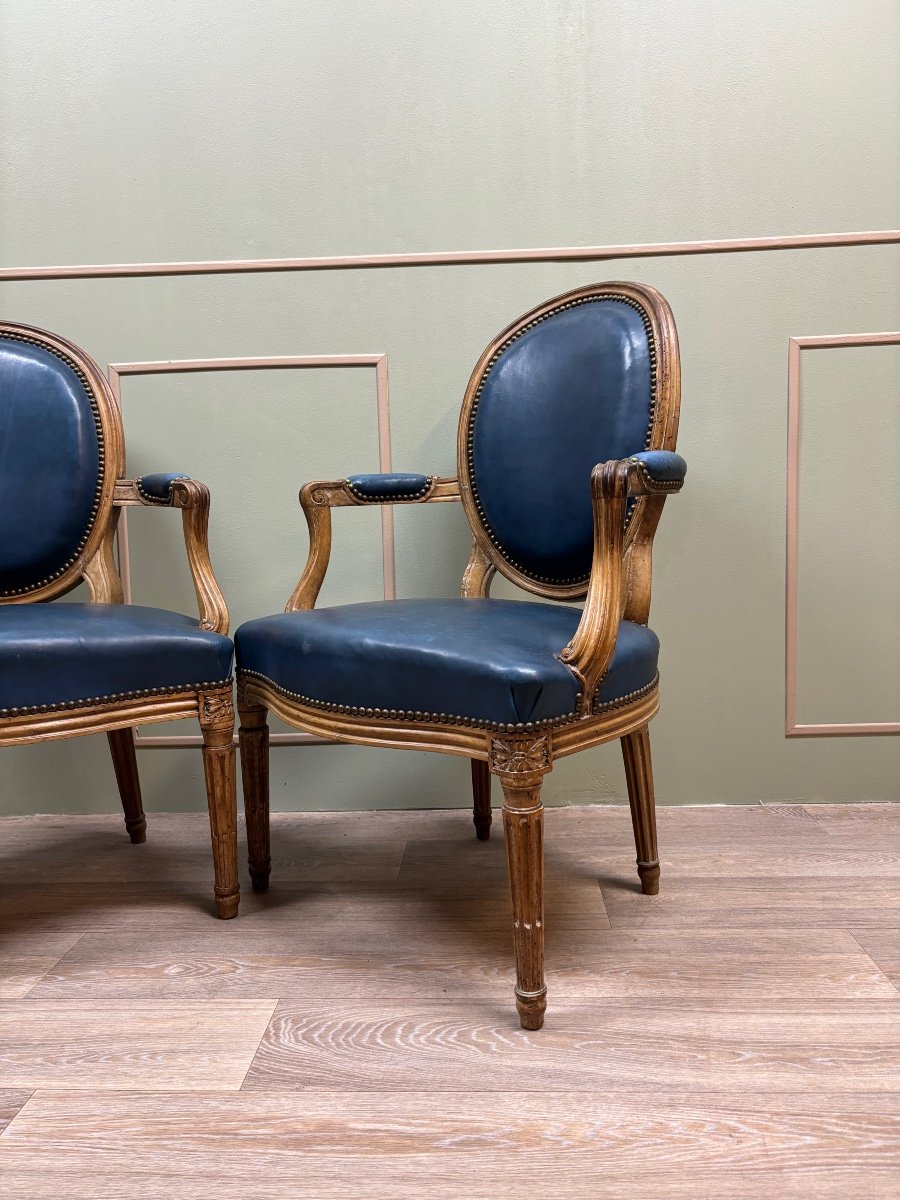 Pair Of Armchairs In Natural Wood From The Transition Period 18th Century Attributed To G. Jacob-photo-4