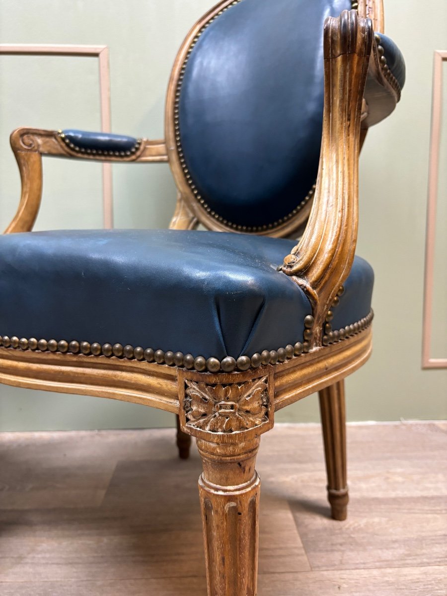 Pair Of Armchairs In Natural Wood From The Transition Period 18th Century Attributed To G. Jacob-photo-1