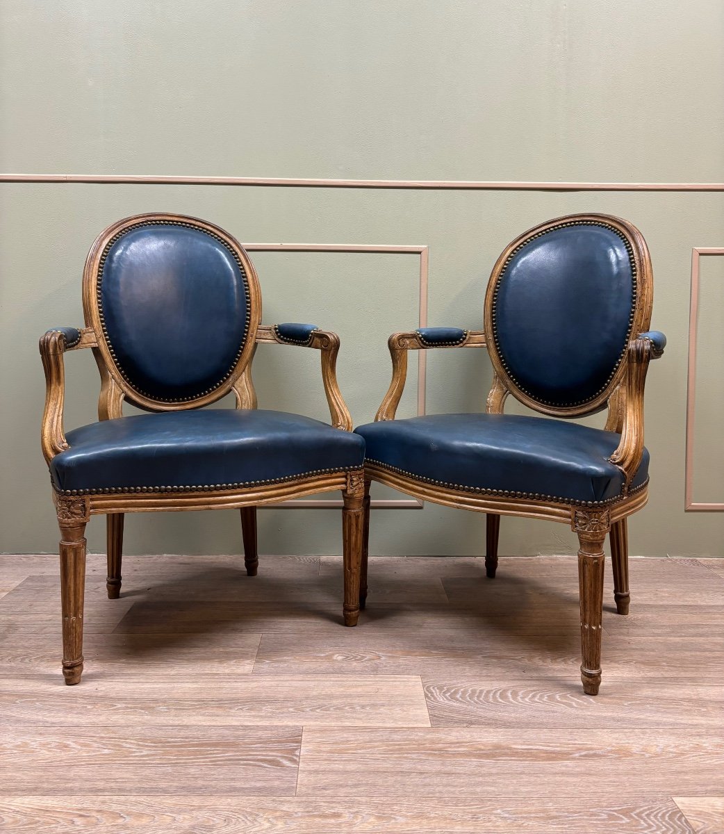 Pair Of Armchairs In Natural Wood From The Transition Period 18th Century Attributed To G. Jacob