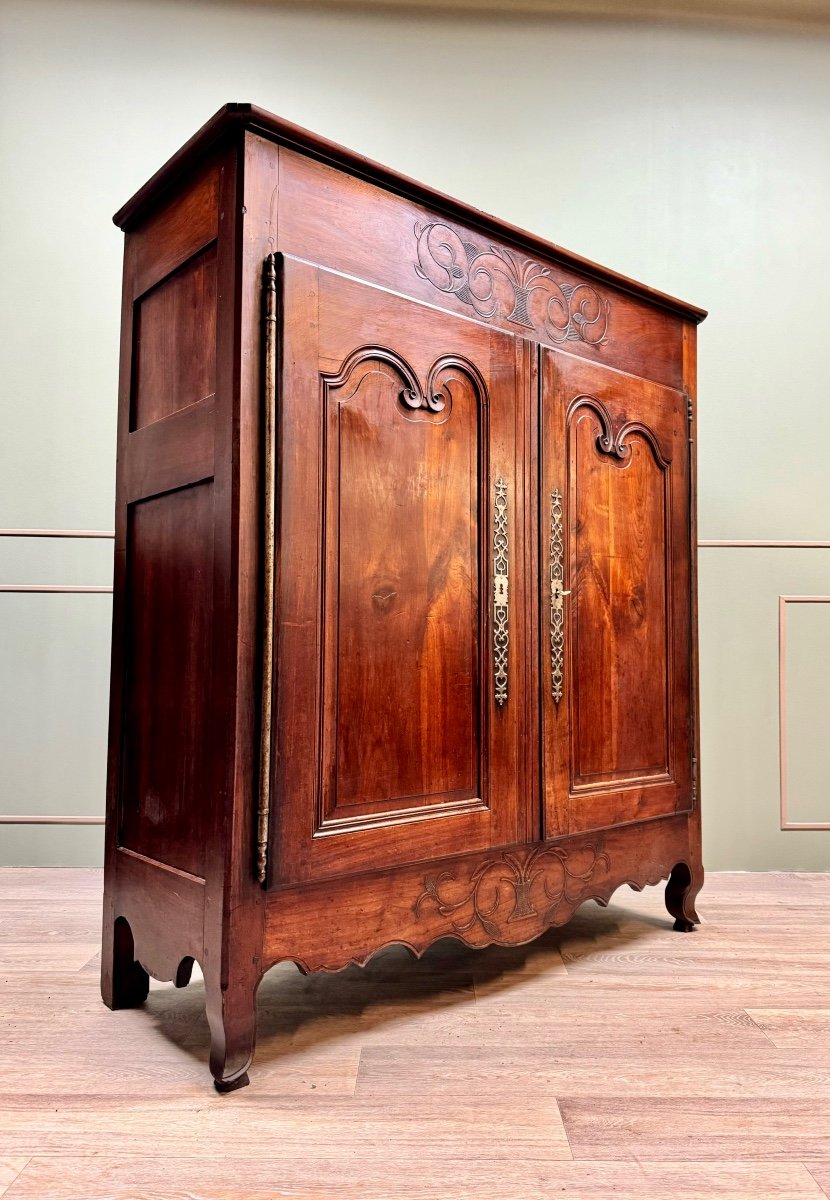 Three Quarter Wardrobe In Walnut Louis XV Style XIX Eme Century -photo-2