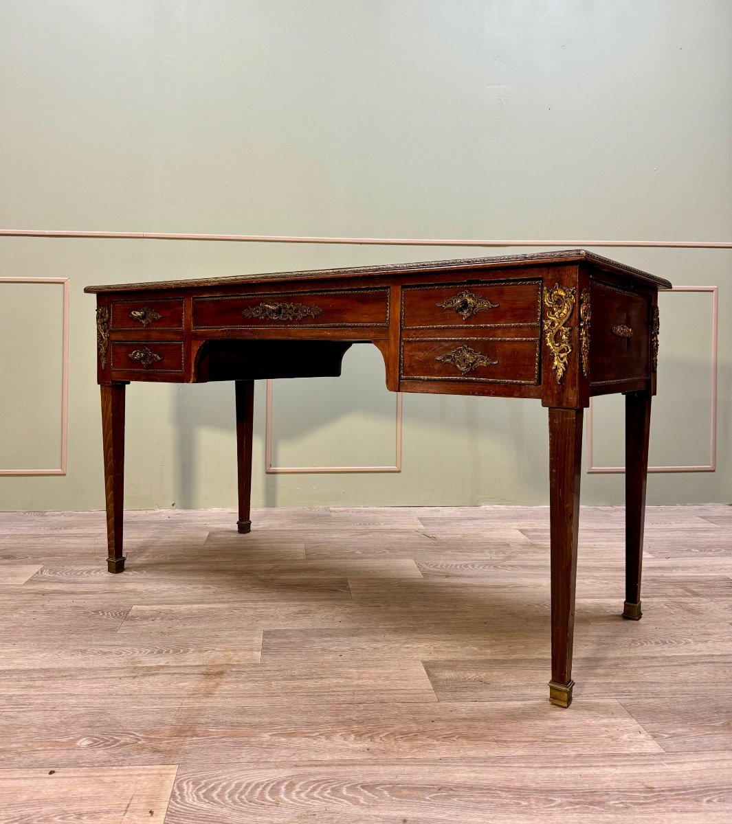 Louis XVI Style Mahogany Flat Desk With Zippers XIX Eme Century -photo-4