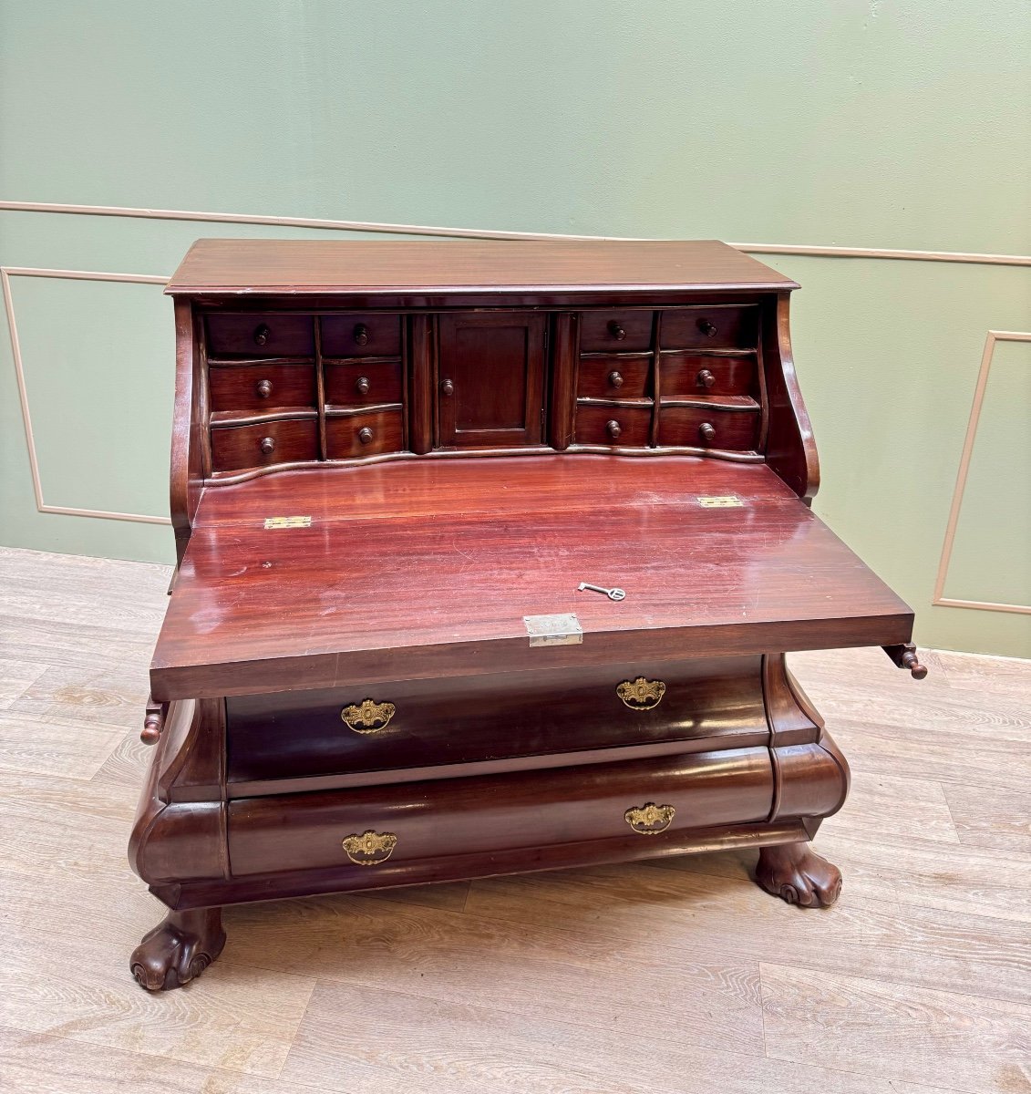 Louis XV Style Solid Mahogany Scribanne Commode -photo-4