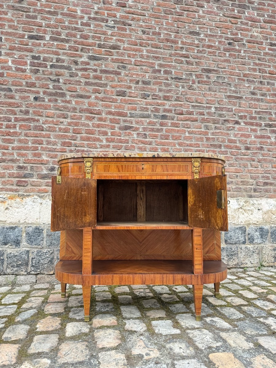 Console, Desserte En Marqueterie De Style Louis XVI XIX Eme Siècle -photo-3