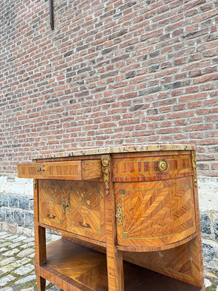 Console, Serving In Marquetry Louis XV Style XIX Eme Century -photo-4