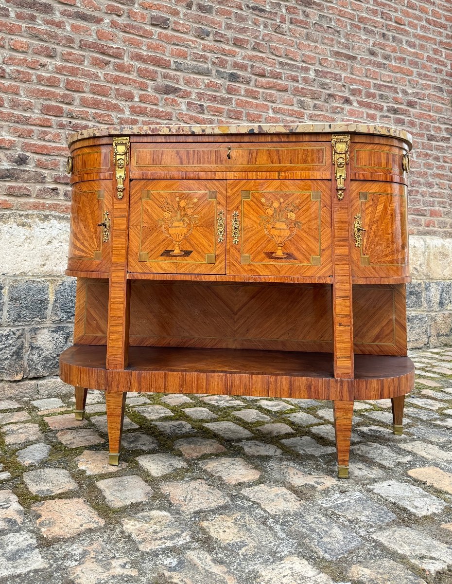 Console, Serving In Marquetry Louis XV Style XIX Eme Century 