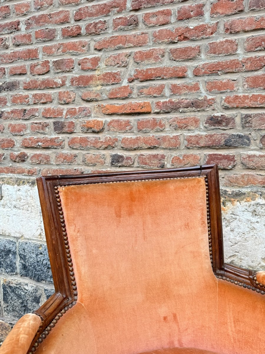 Pair Of Bergères Trapeze Backrest In Walnut Louis XVI XVIII Eme Century -photo-2