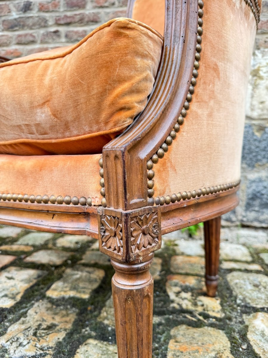 Pair Of Bergères Trapeze Backrest In Walnut Louis XVI XVIII Eme Century -photo-3