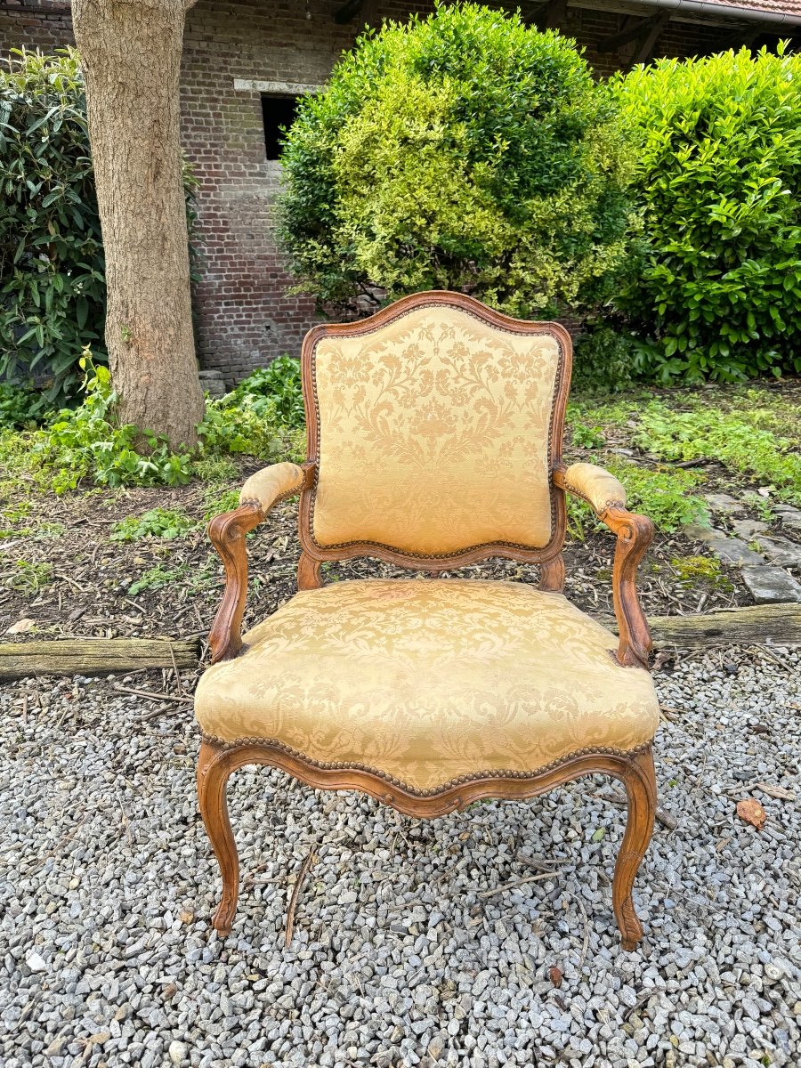 Fauteuil En Noyer D’époque Louis XV XVIII Eme Siècle -photo-4