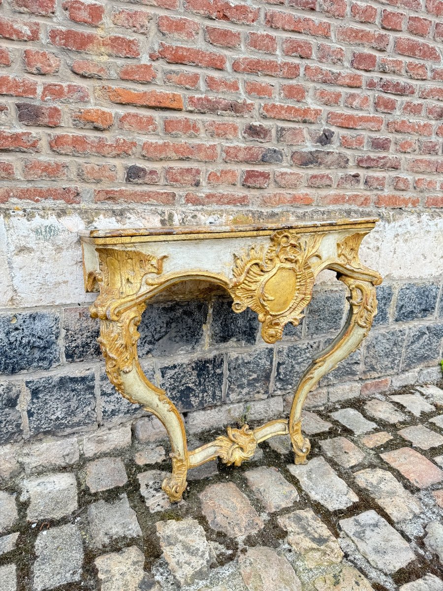 Console In Painted And Gilded Wood From Louis XV XVIII Eme Century -photo-2