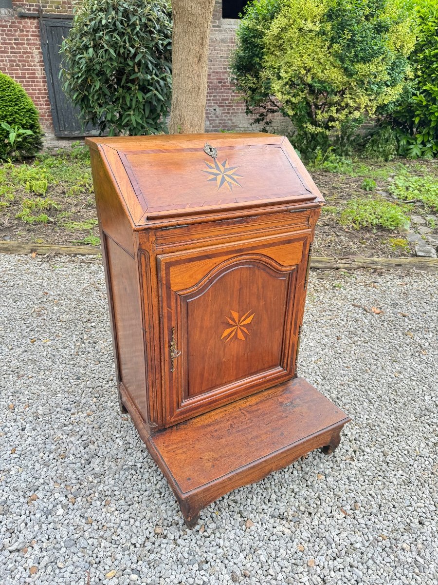 Oratory Furniture, Pray To God In Walnut And Marquetry Louis XIV Period XVIII Eme Century -photo-3