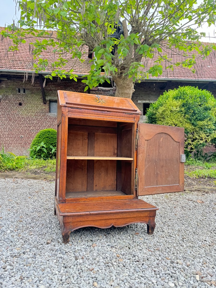 Oratory Furniture, Pray To God In Walnut And Marquetry Louis XIV Period XVIII Eme Century -photo-4