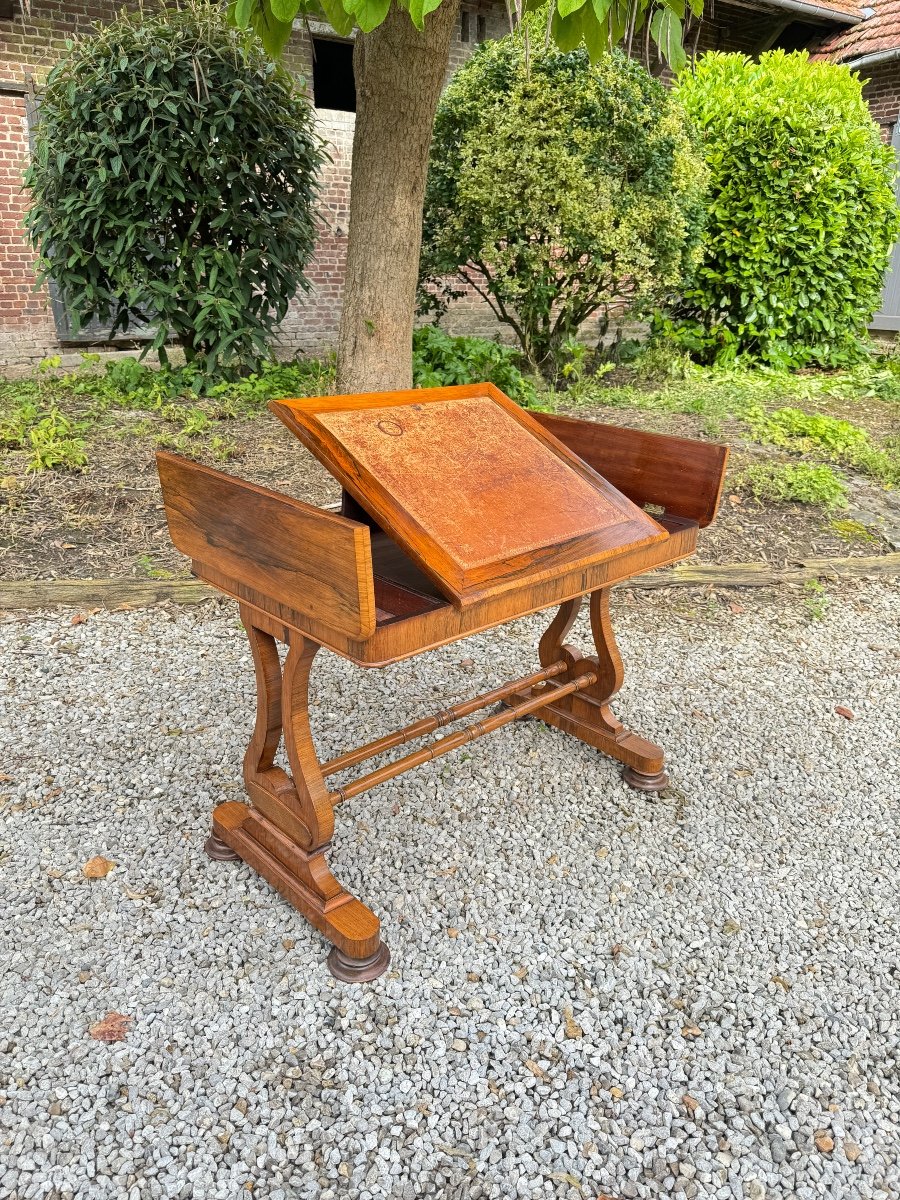 Bureau à Transformation, Table Liseuse En Palissandre D’époque Charles X XIX Eme Siècle -photo-6