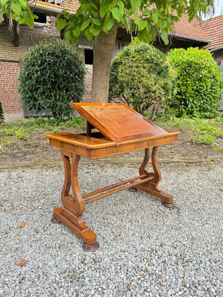 Bureau à Transformation, Table Liseuse En Palissandre D’époque Charles X XIX Eme Siècle -photo-7