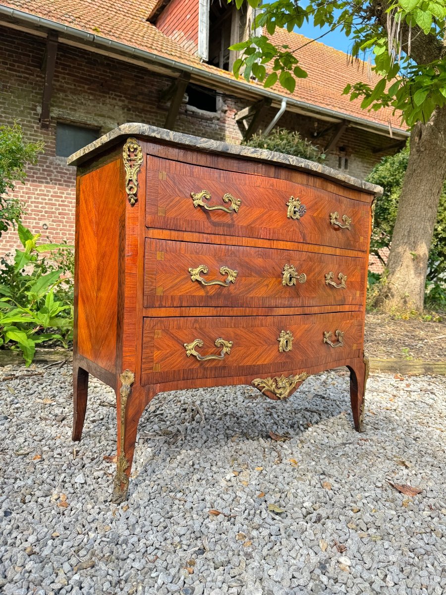 Louis XV Period Marquetry Commode XVIII Eme Century -photo-2