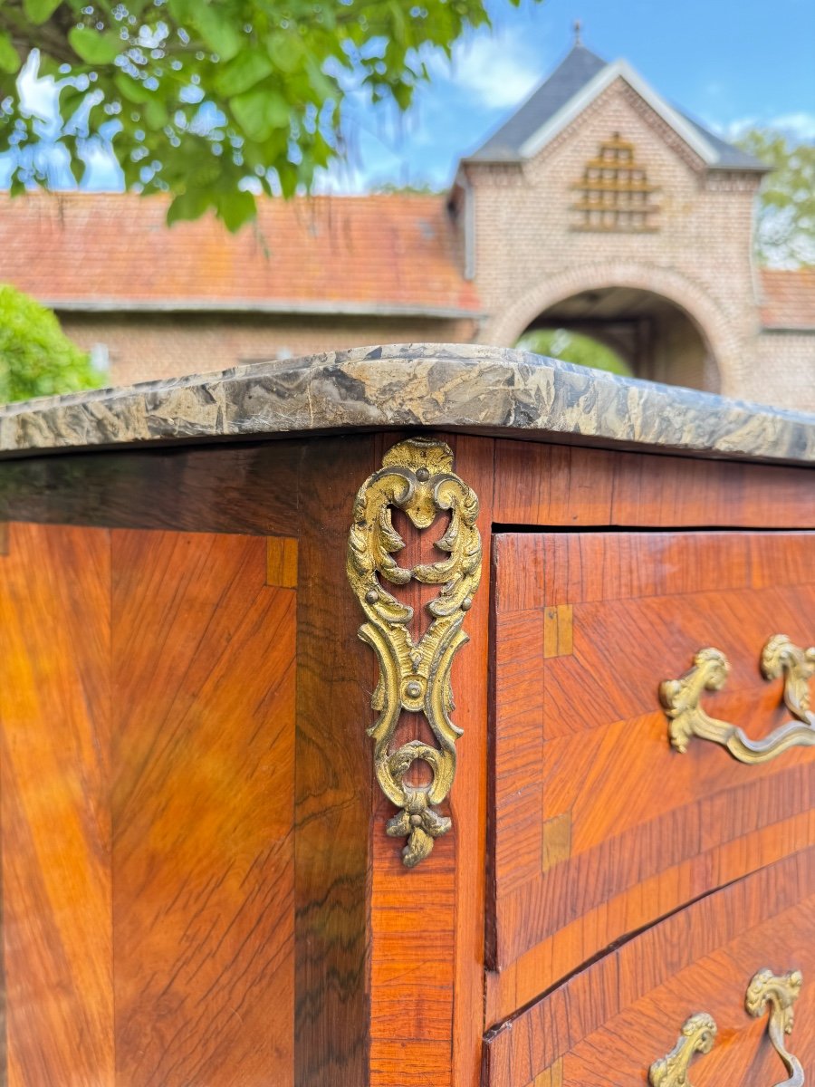 Louis XV Period Marquetry Commode XVIII Eme Century -photo-5