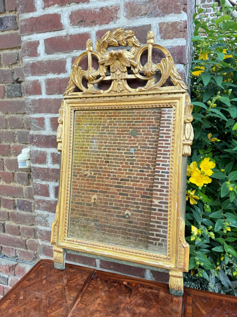 Miroir En Bois Et Stuc Doré D’époque Louis XVI XVIII Eme Siècle -photo-3