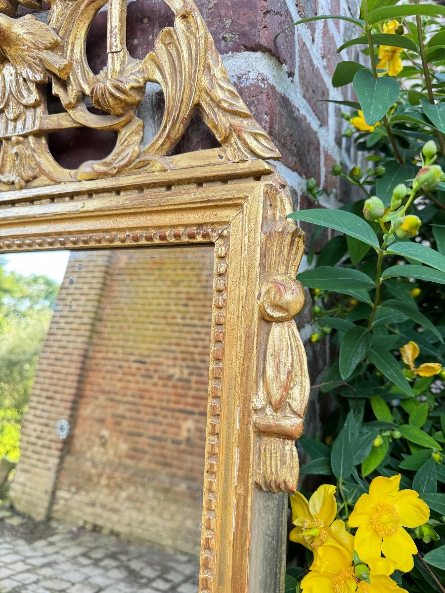 Miroir En Bois Et Stuc Doré D’époque Louis XVI XVIII Eme Siècle -photo-1