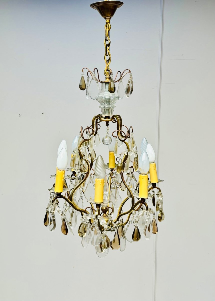 Baccarat Cage Chandelier In Bronze And Crystal Louis XV Style XIX Eme Century -photo-2