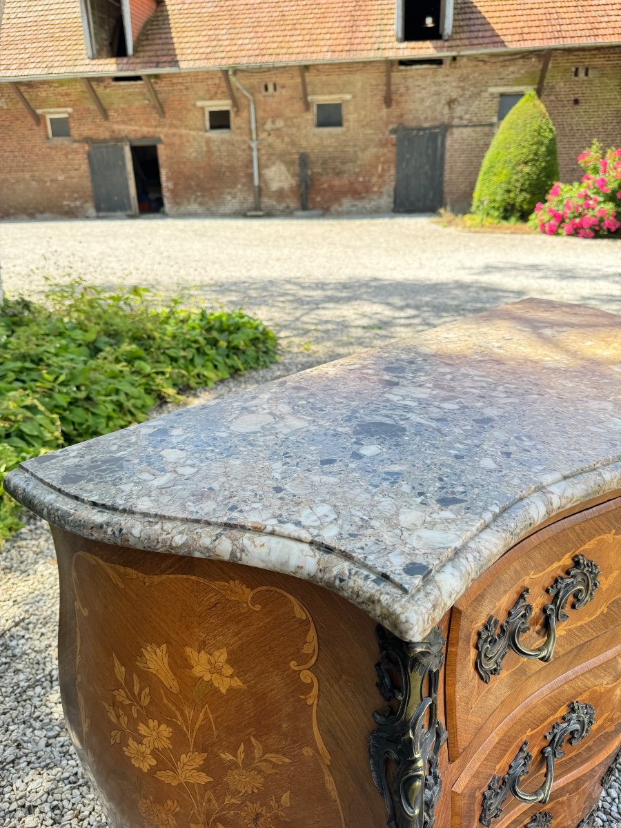 Louis XV Style Commode In Flower Marquetry-photo-5