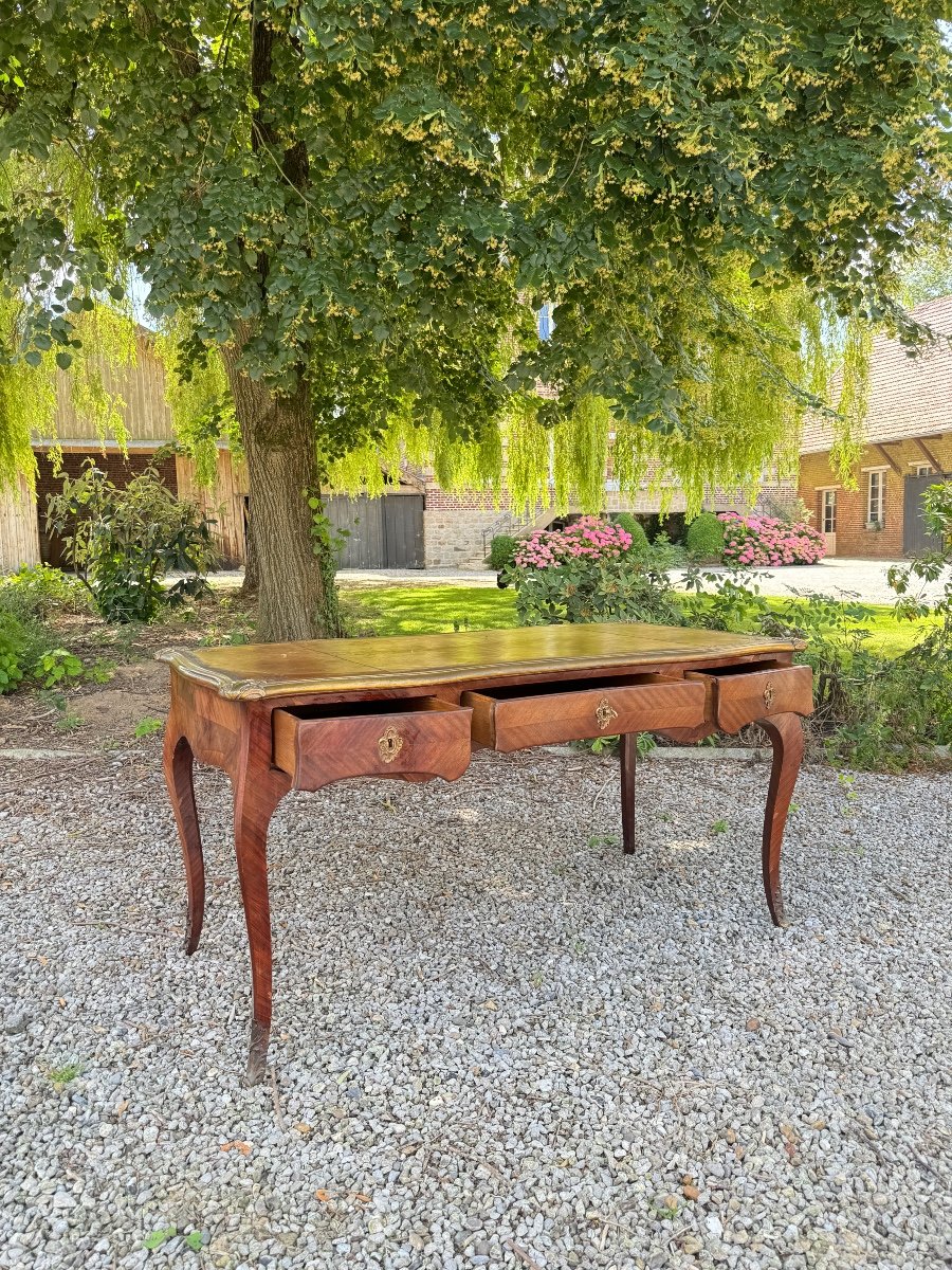 Louis XV Style Marquetry Flat Desk XIX Eme Century -photo-1