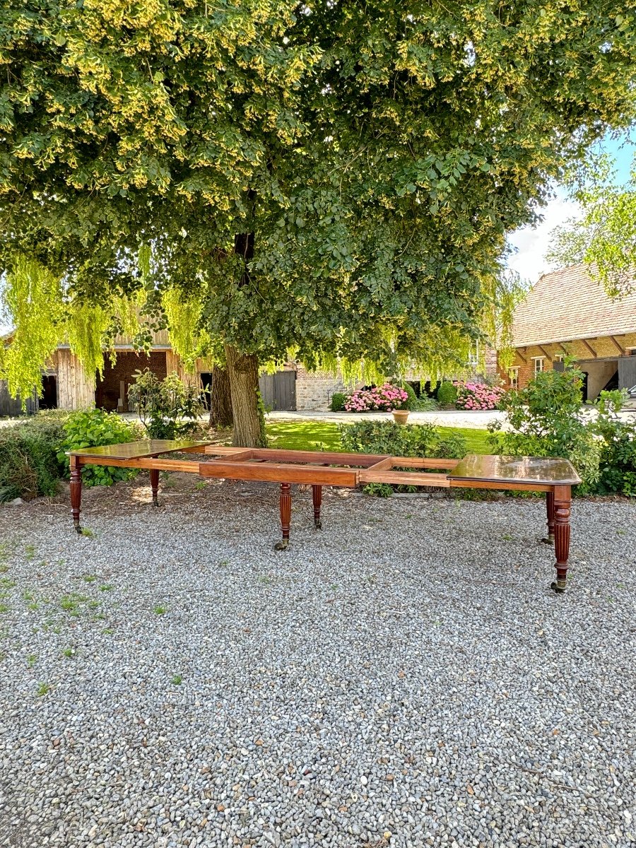 Grande Table De Salle à Manger En Acajou Massif 4,30 Mètre D’époque Louis Philippe -photo-4