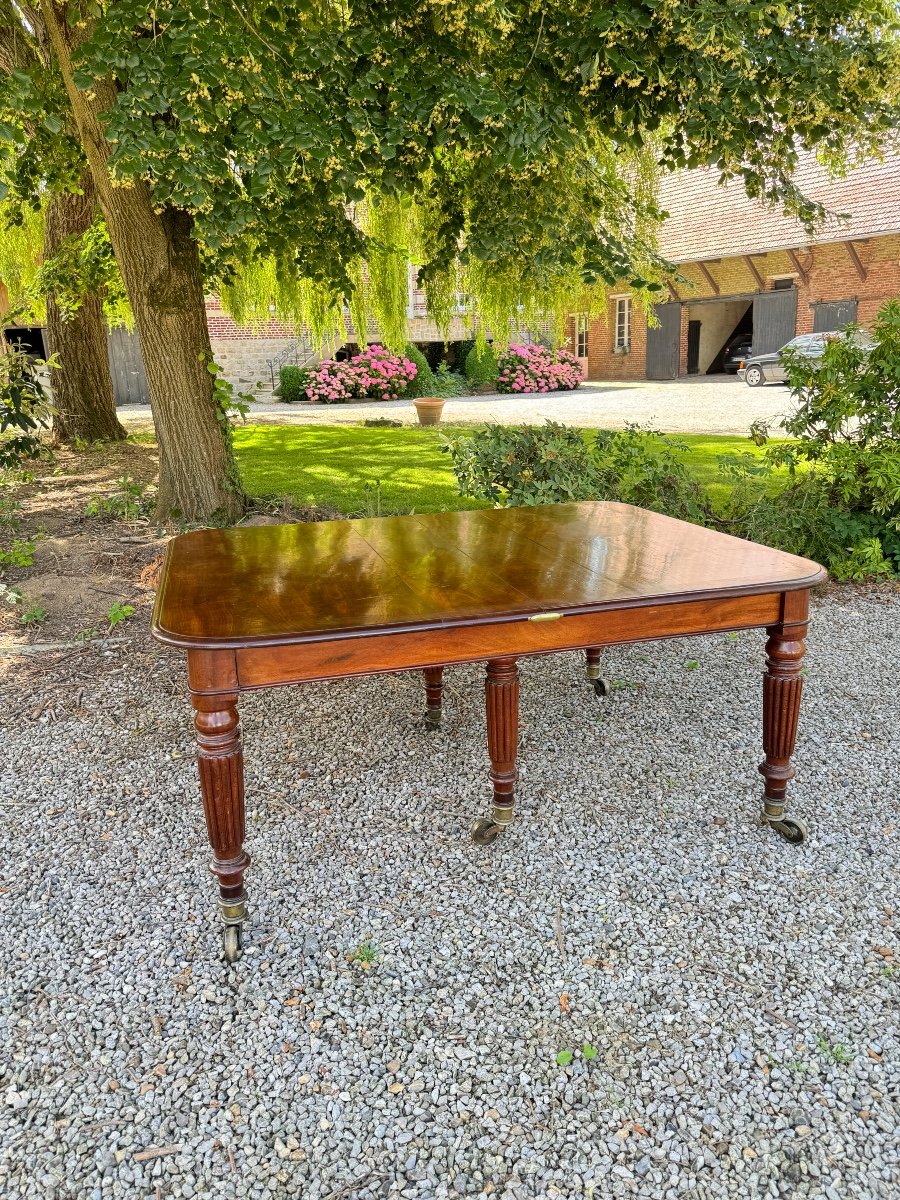 Grande Table De Salle à Manger En Acajou Massif 4,30 Mètre D’époque Louis Philippe 