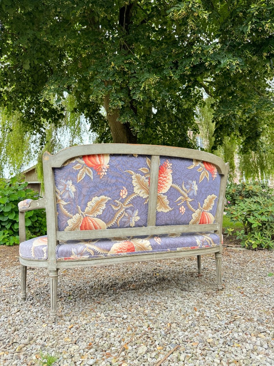 Louis XVI Style Gray Lacquered Wood Sofa XIX Eme Century -photo-4