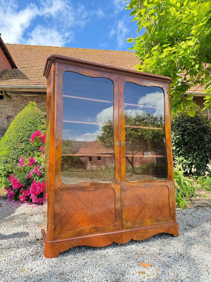 Louis XIV Regency Style Marquetry Showcase Library XIX Eme Century -photo-2