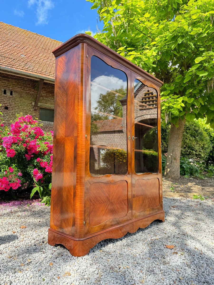 Louis XIV Regency Style Marquetry Showcase Library XIX Eme Century -photo-3