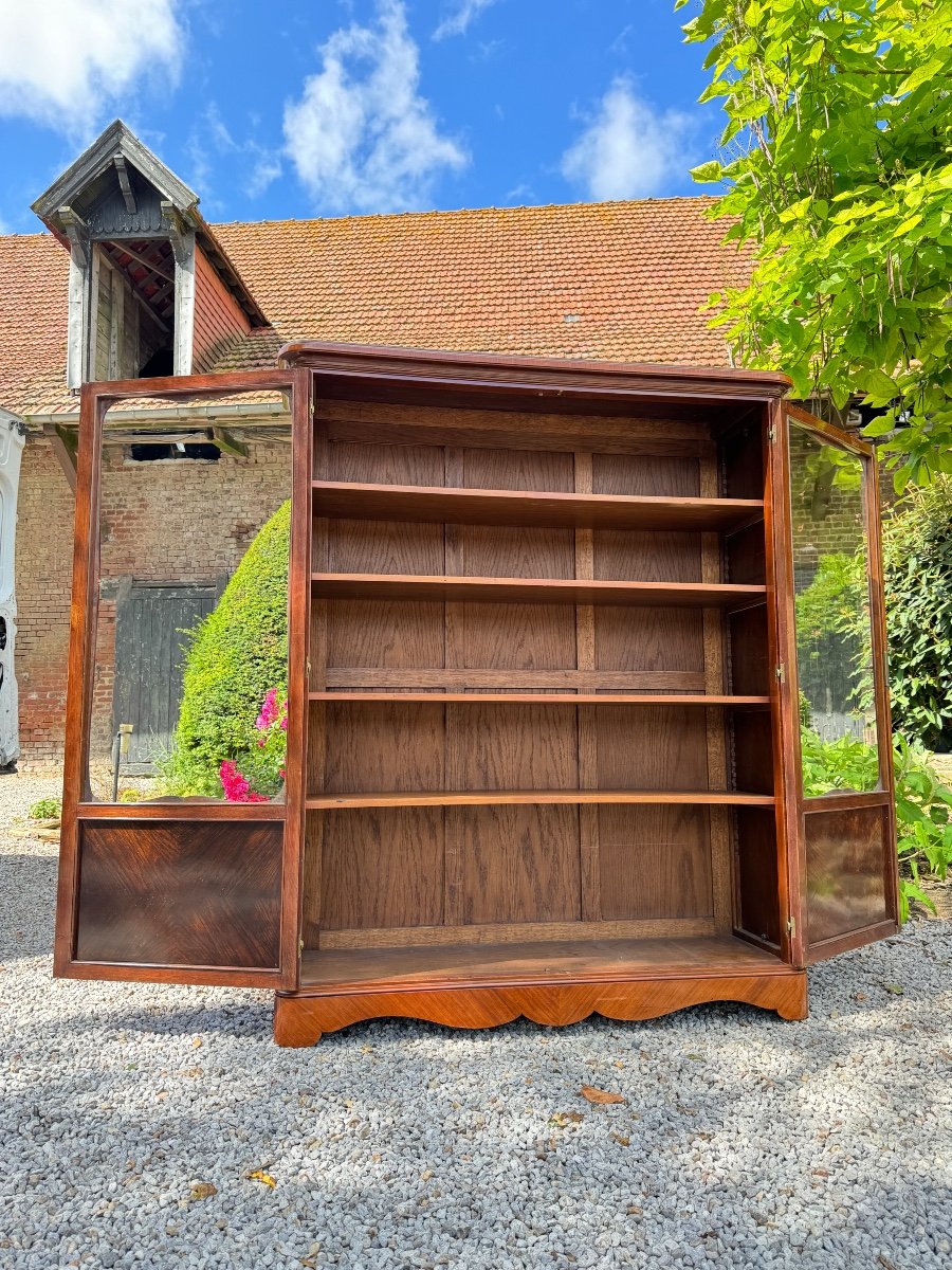 Louis XIV Regency Style Marquetry Showcase Library XIX Eme Century -photo-4