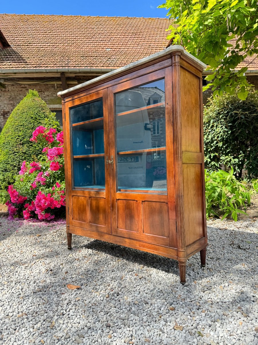 Vitrine Bibliothèque En Acajou Massif De Style Louis XVI XIX Eme Siècle -photo-4