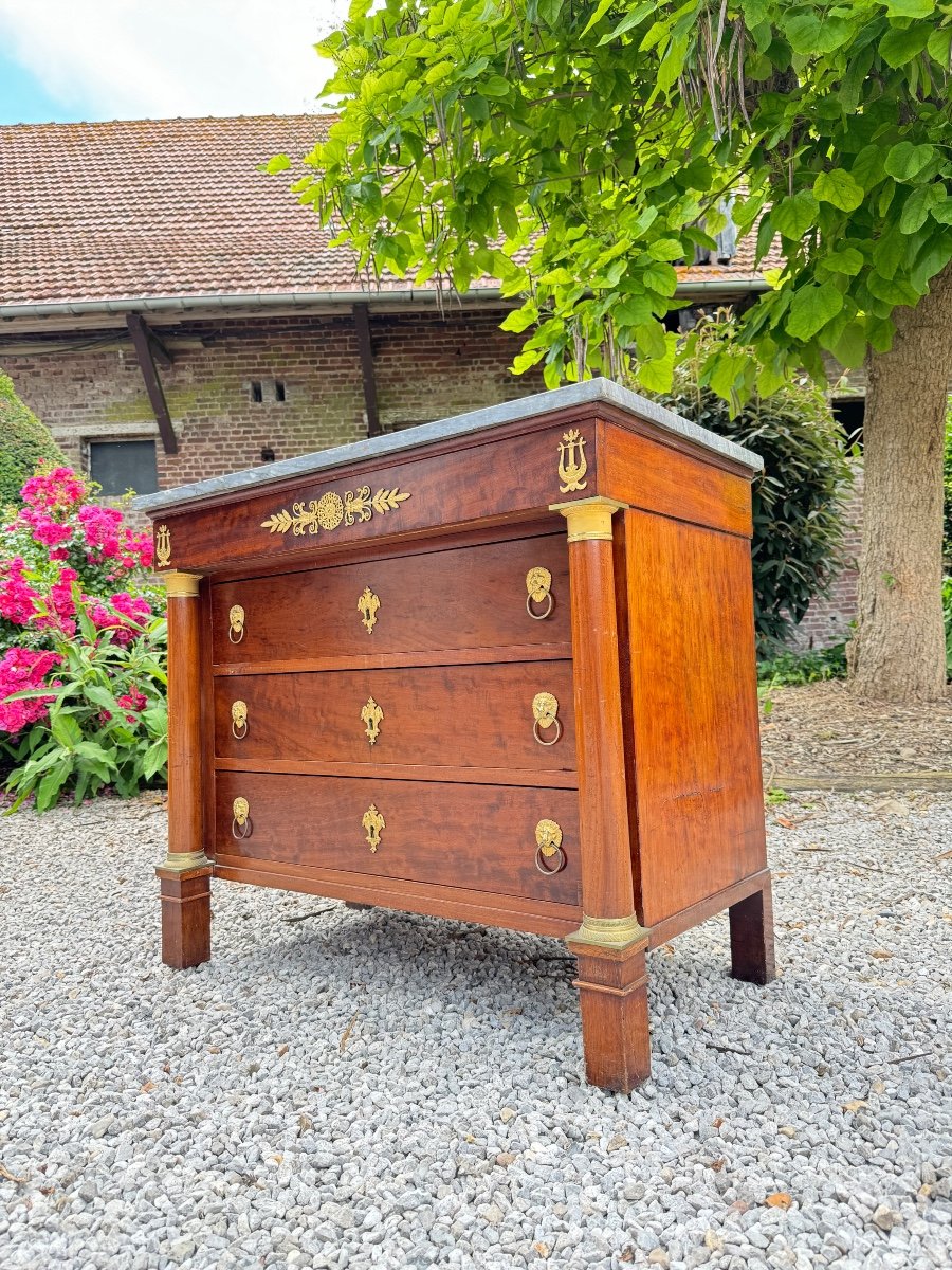 Exceptional And Very Rare Empire Period Mahogany Chest Of Drawers Stamped Courte -photo-4