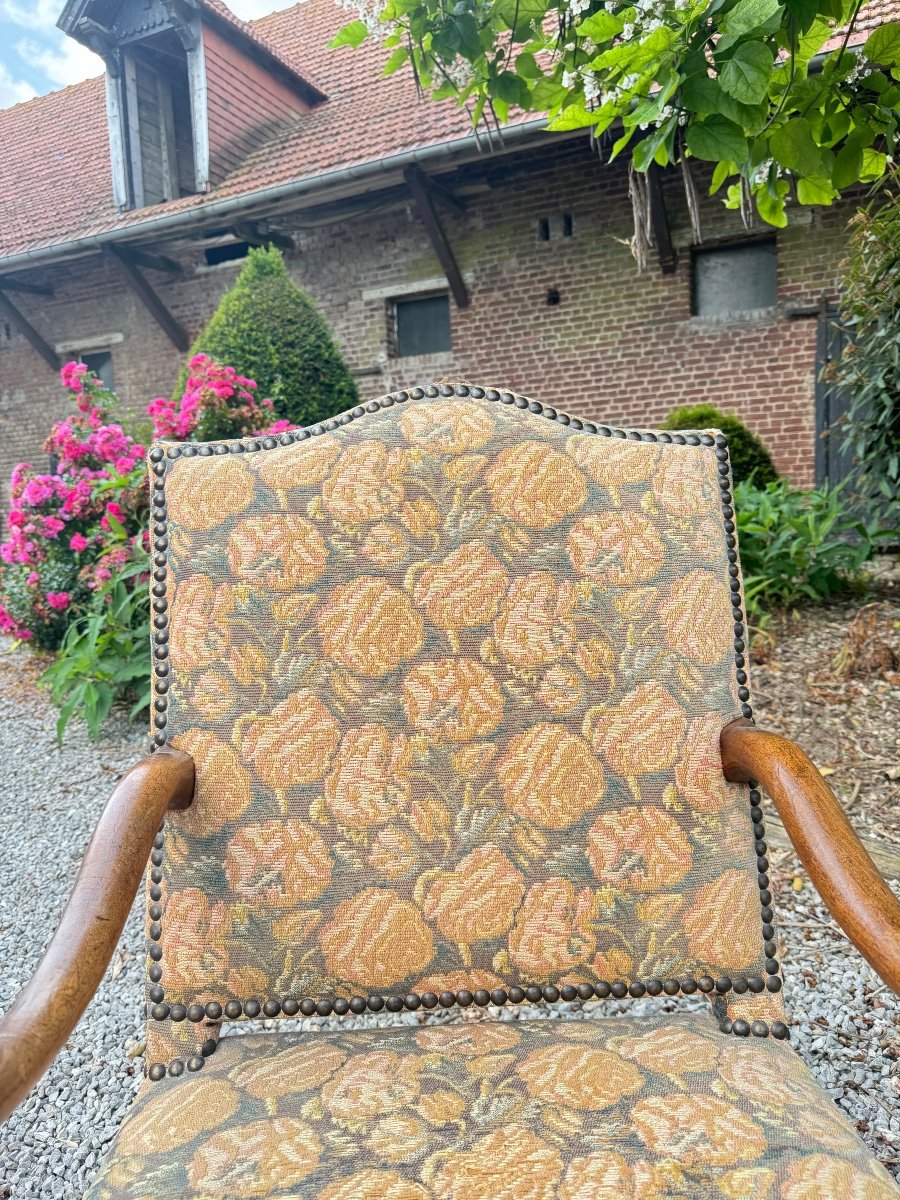 Pair Of Louis XIV Period Walnut Armchairs -photo-2