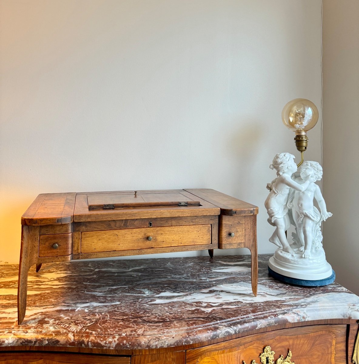 18th Century Walnut Bedside Table In The Style Of Axe-photo-2