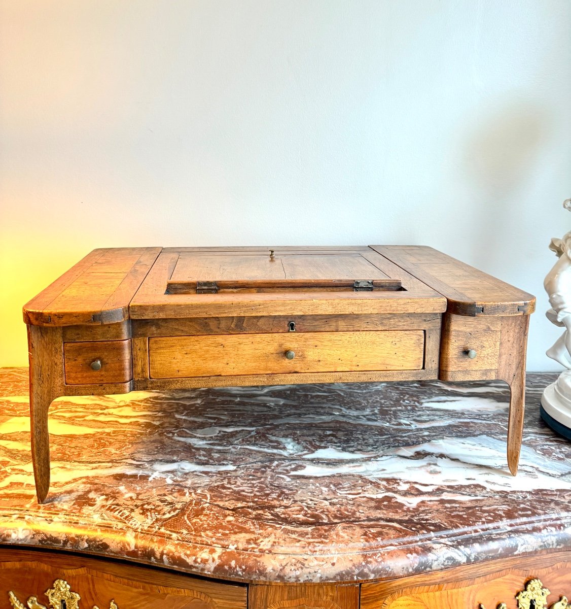 18th Century Walnut Bedside Table In The Style Of Axe-photo-1